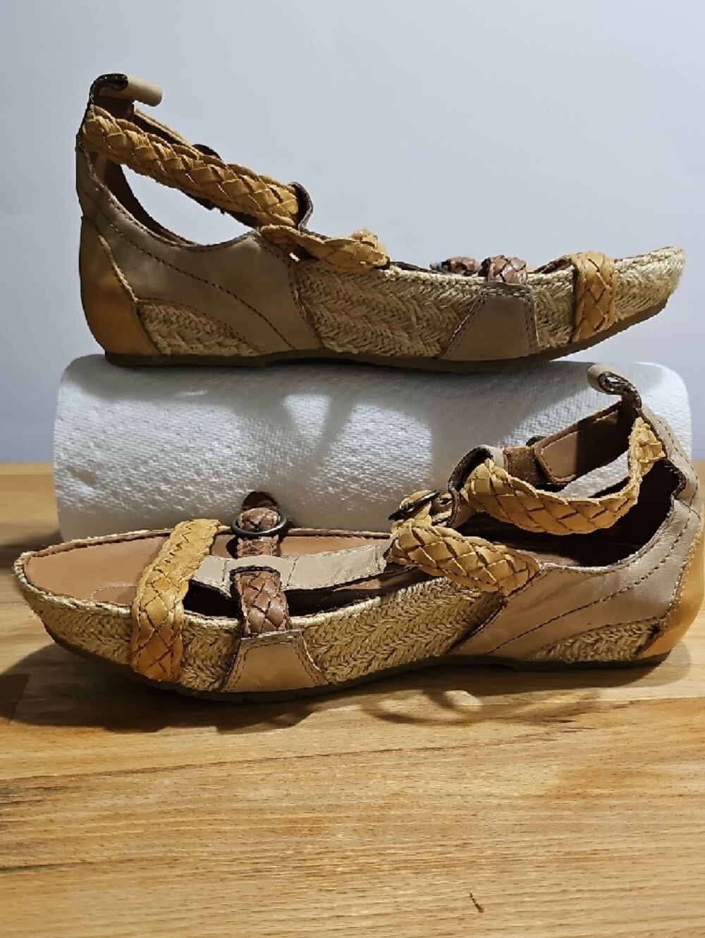 Women's Tan Braided Espadrille Sandals with Adjustable Buckle - Picture 2 of 7